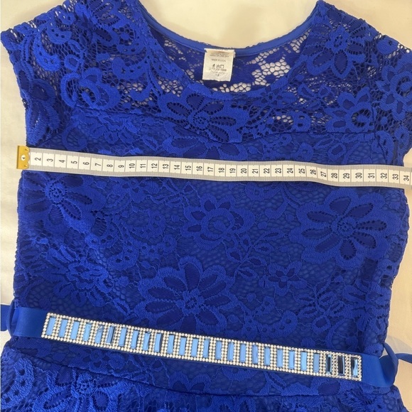 Just Kids Girl Cap Sleeve Lace Skater Stone Belt Flower Girls Dress Scoop Neck12 - Picture 13 of 14